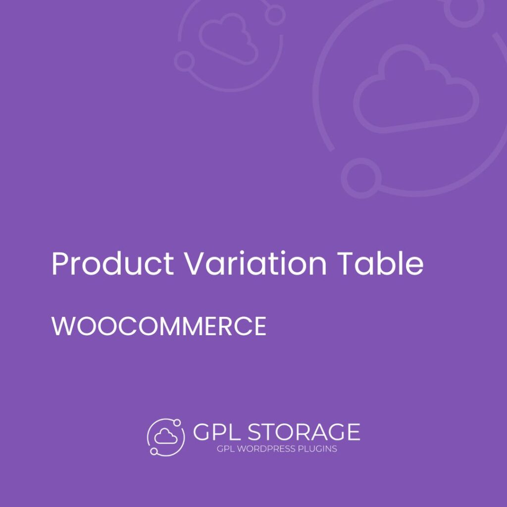 Product Variation Table-WOOCOMMERCE GPL Download