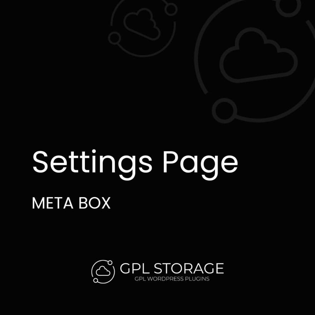 Settings Page-META BOX GPL Download